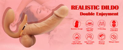 Strapless Double Ended Vibrating Dildo 9 Mode G Spot Clitoral Stimulator for Female Couples 5